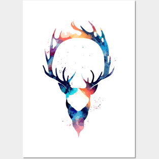 Stag Deer Wild Nature Animal Colors Art Posters and Art